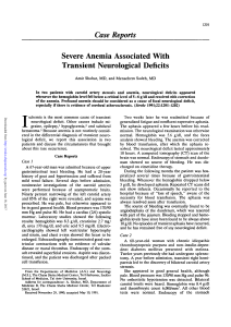 Severe Anemia Associated With Transient Neurological