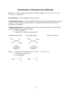 Stereochemistry, Conformation and Configuration