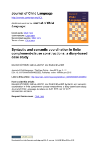 Journal of Child Language Syntactic and semantic coordination in