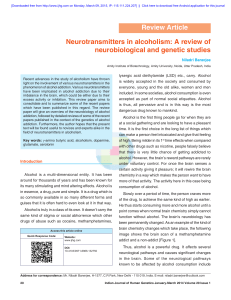 Neurotransmitters in alcoholism: A review of neurobiological and