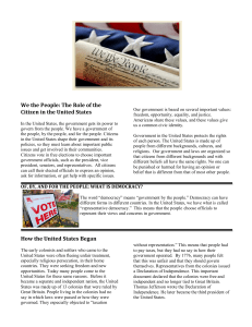 We the People: The Role of the Citizen in the United States How the