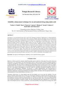 Solubility enhancement technique for an anti-malarial