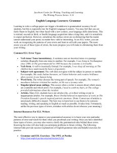 English Language Learners: Grammar