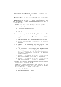 Fundamental Notions in Algebra – Exercise No. 10