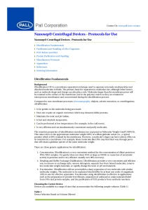 Nanosep® Centrifugal Devices - Protocols for Use