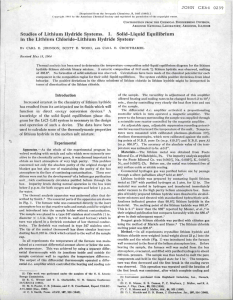 Studies of Lithium Hydride Systems. I. Solid