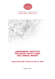 INDEPENDENT INSTITUTE FOR SOCIAL POLICY (IISP) 2001