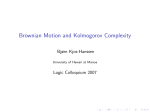 Brownian Motion and Kolmogorov Complexity