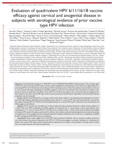 evaluation of quadrivalent HpV 6/11/16/18 vaccine efficacy against
