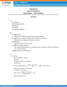 ICSE Board Class X Chemistry Board Paper – 2015