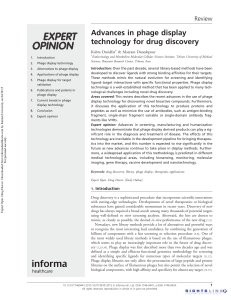 Advances in phage display technology for drug discovery