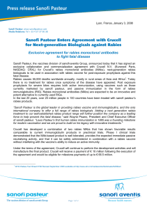 Sanofi Pasteur Enters Agreement with Crucell for Next