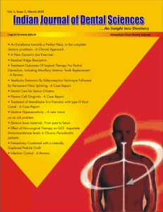 View issue In PDF - Indian Journal of Dental Sciences : Table of