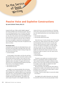 Passive voice and Expletive constructions