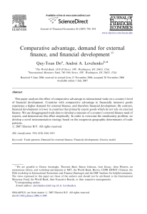 Comparative advantage, demand for external finance, and financial