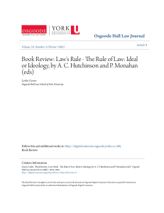 The Rule of Law: Ideal or Ideology, by A. C. Hutchinson and P