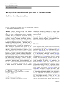 Interspecific Competition and Speciation in