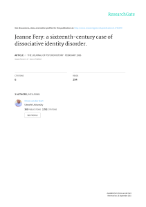 Jeanne Fery: a sixteenth-century case of dissociative identity disorder.