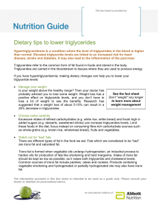 Dietary tips to lower triglycerides