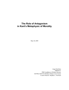 The Role of Antagonism in Kant`s Metaphysic of