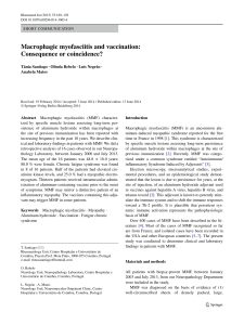 Macrophagic myofasciitis and vaccination: Consequence or