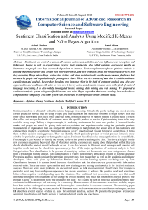 Sentiment Classification and Analysis Using Modified K