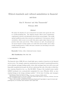Ethical standards and cultural assimilation in financial services
