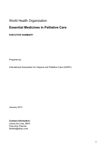 Essential Medicines in Palliative Care