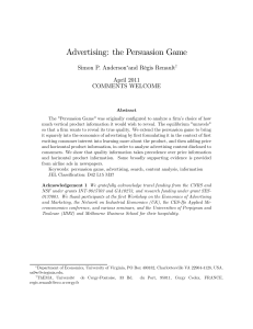 Advertising: the Persuasion Game