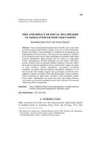 SIZE AND IMPACT OF FISCAL MULTIPLIERS An Analysis of