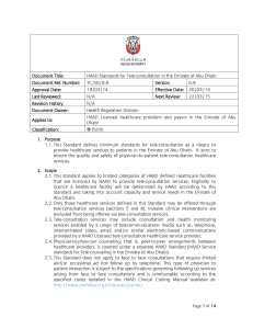 HAAD Standards for Tele-consultation in the Emirate of Abu Dhabi