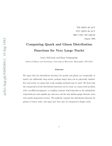 Computing Quark and Gluon Distribution Functions for Very Large
