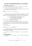Chapter 10: Logs and Exponential Functions