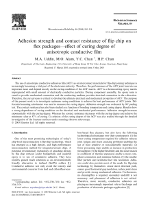 Adhesion strength and contact resistance of flip chip on flex packages