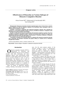 Effectiveness of Fluoxetine on Various Subtypes of Obsessive