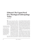 Editorial: The Urgent Need for a Theological Anthropology Today