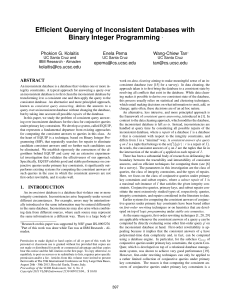 Efficient Querying of Inconsistent Databases with Binary Integer