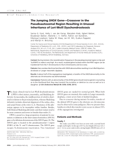 The Jumping SHOX Gene—Crossover in the Pseudoautosomal