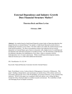 External Dependence and Industry Growth Does Financial Structure