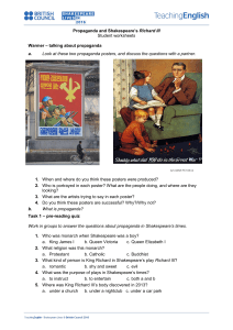 Propaganda and Shakespeare`s Richard III Student worksheets