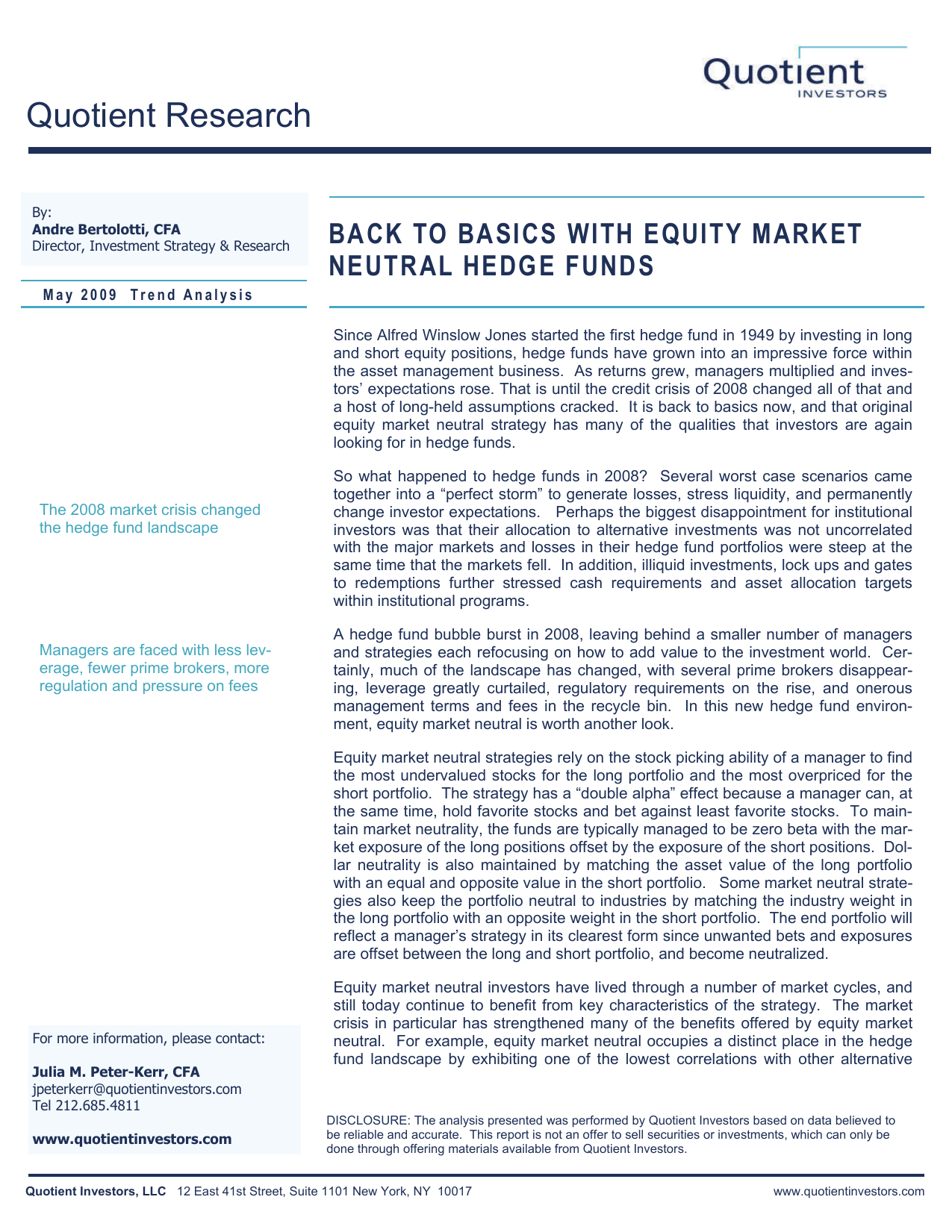 Basics With Equity Market Neutral