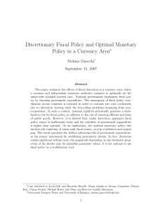 Discretionary Fiscal Policy and Optimal Monetary Policy