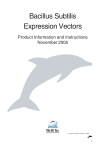 Bacillus Subtilis Expression Vectors