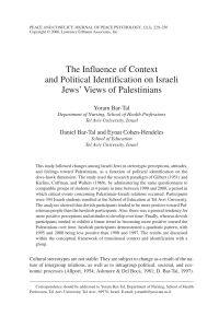 The Influence of Context and Political Identification on Israeli Jews