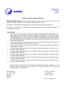 AGM Notice - Argo Group Limited