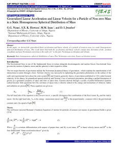 Generalized Linear Acceleration and Linear Velocity for a Particle of