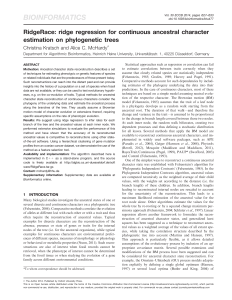 RidgeRace: ridge regression for continuous ancestral character