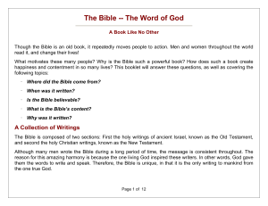 The Bible -- The Word of God - Christadelphian Ecclesia of St. Paul