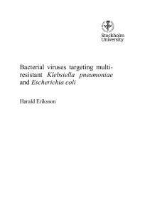 Bacterial viruses targeting multi- resistant Klebsiella