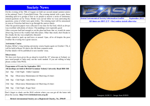 Society News - Bristol Astronomical Society